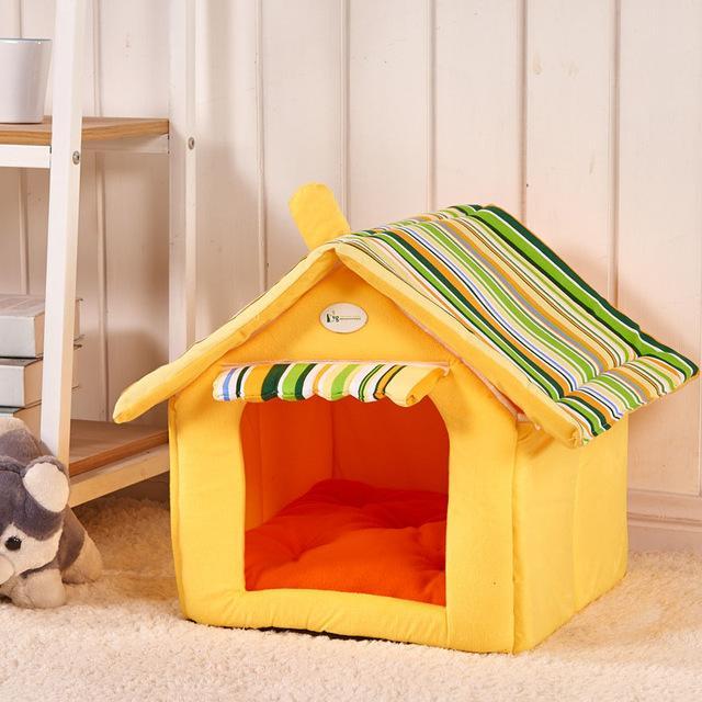 Striped Dog House Bed null