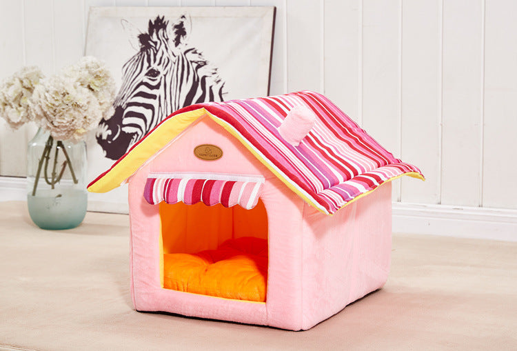 Striped Dog House Bed null