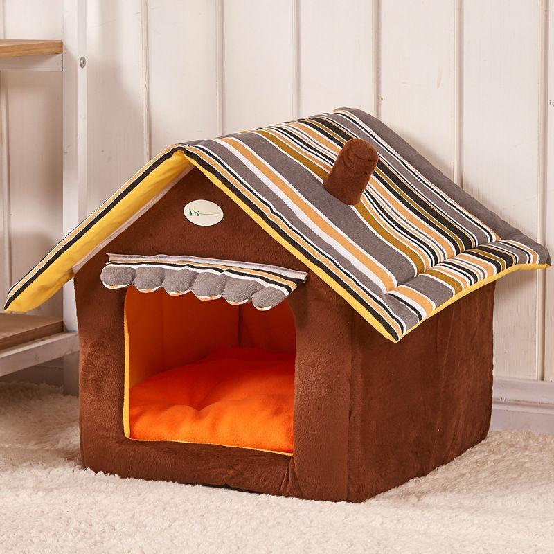 Striped Dog House Bed null